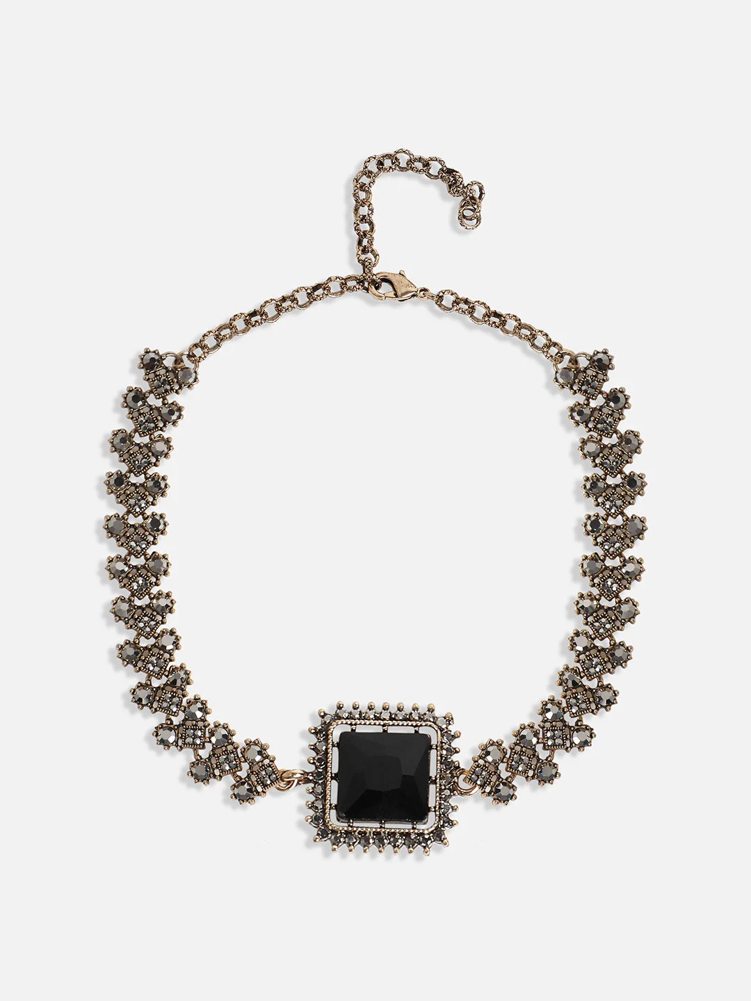 Gold-Plated Crystal-Stones Studded Statement Jewellery Set - Image 5