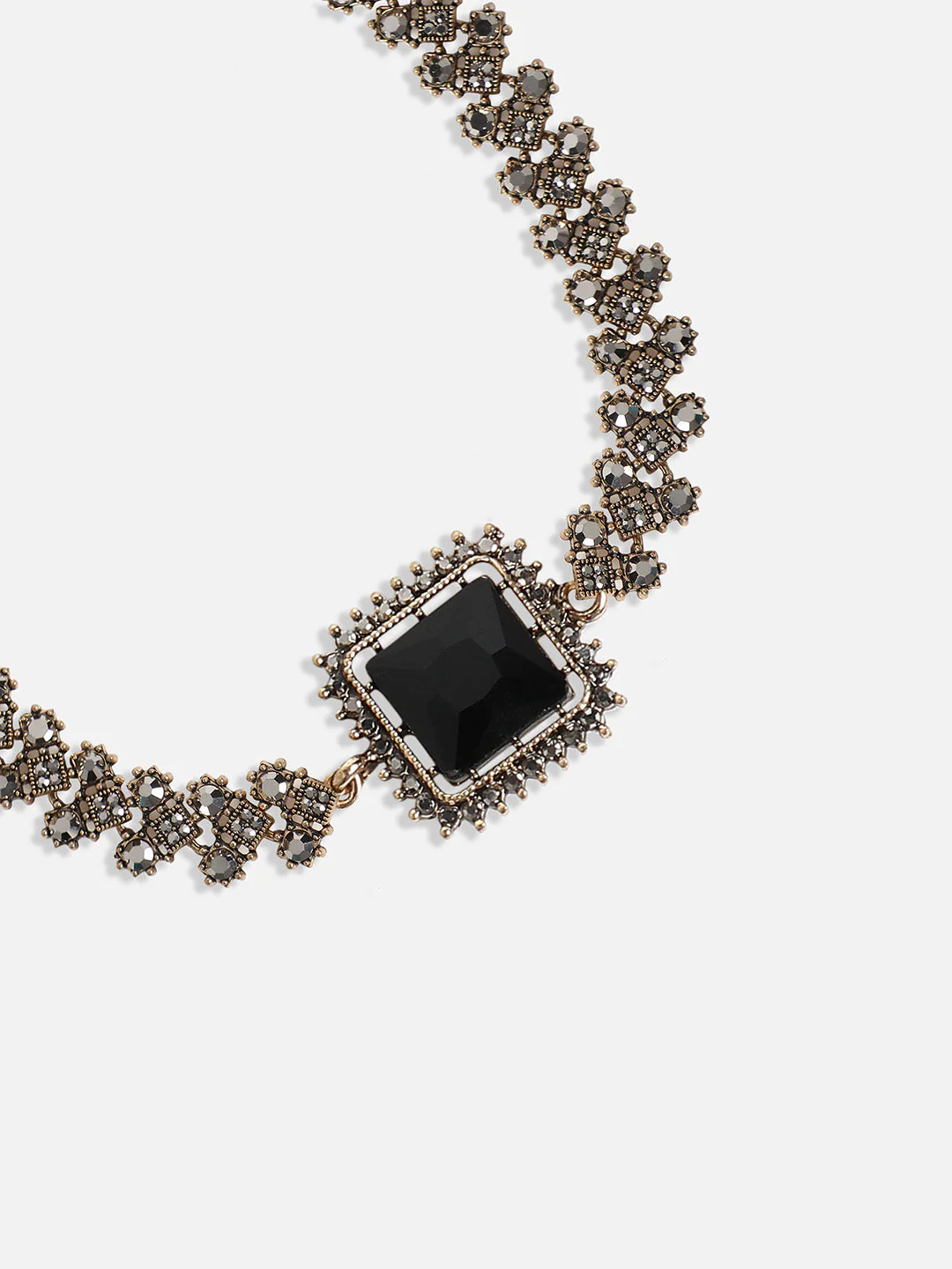 Gold-Plated Crystal-Stones Studded Statement Jewellery Set - Image 7
