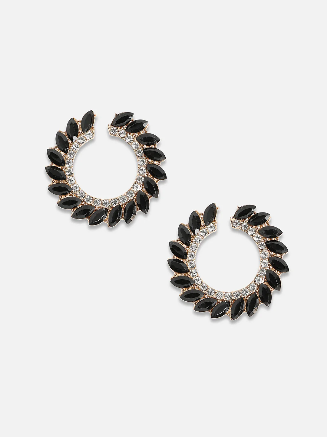 Gold-Plated Crystals Circular Studs Earrings - Image 4
