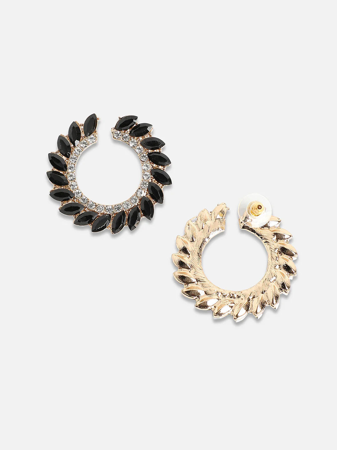 Gold-Plated Crystals Circular Studs Earrings - Image 5