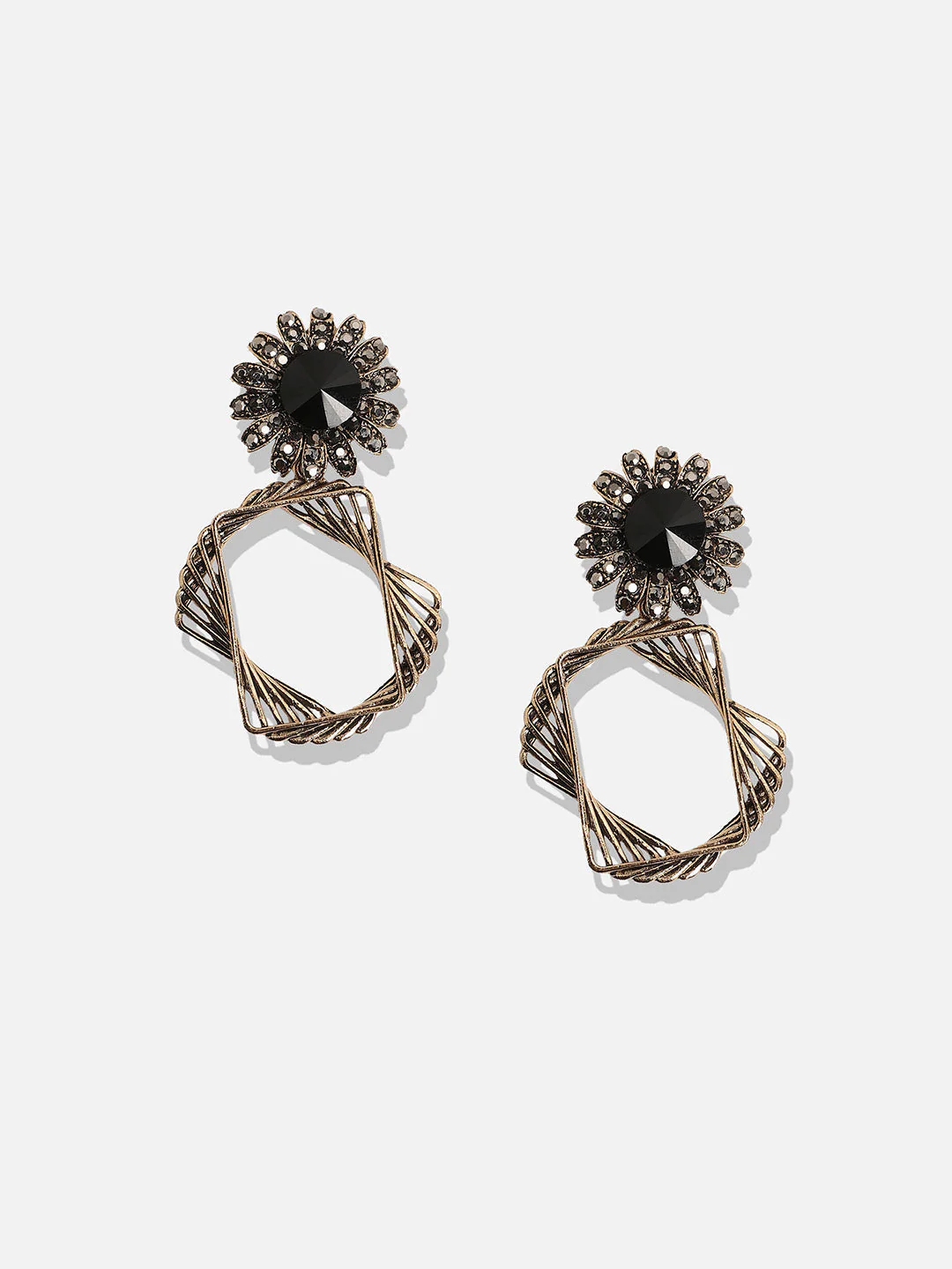 Gold-Plated Floral Shaped Drop Earrings - Image 4