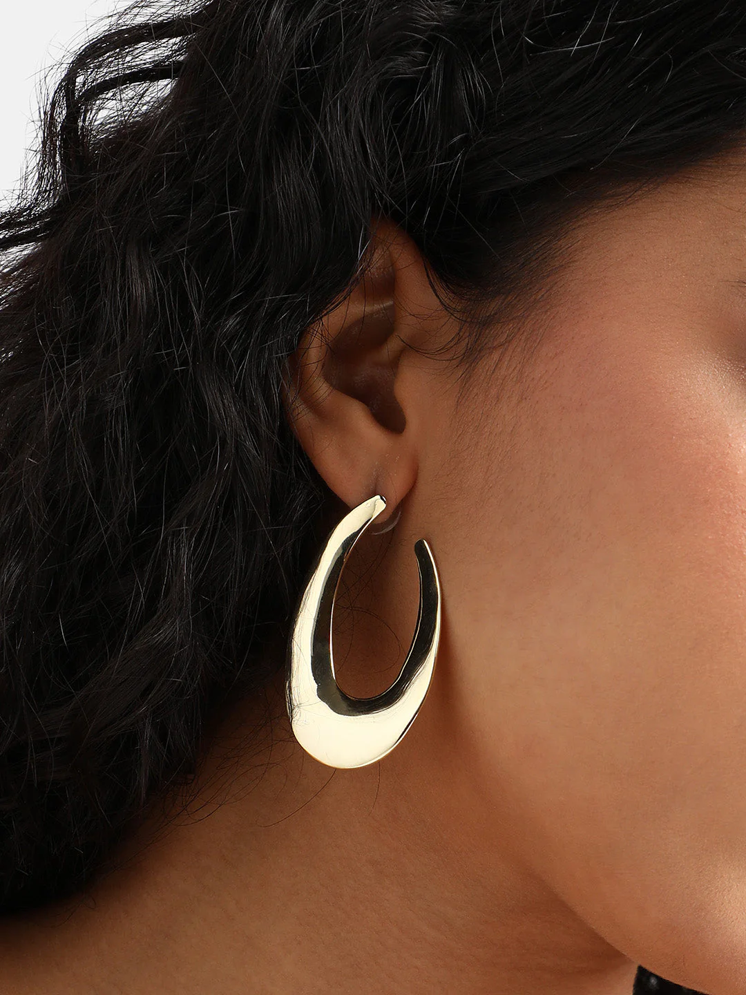 Gold-Plated Half Hoop Earrings - Image 3