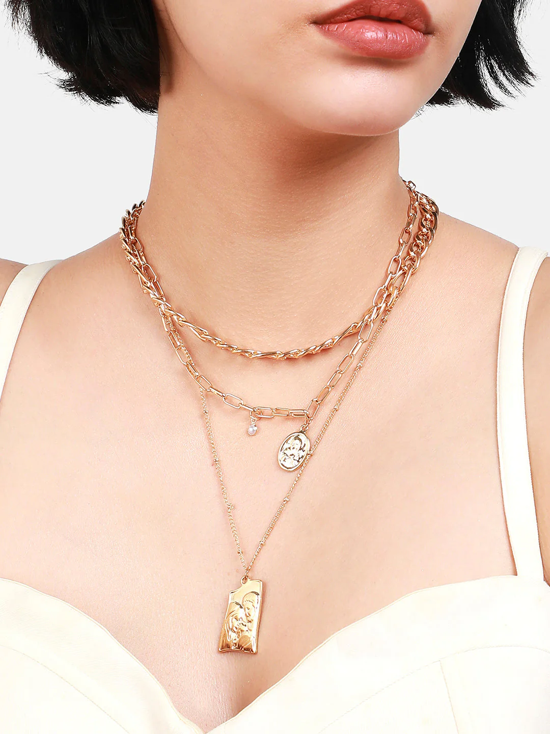 Gold-Plated Layered Necklace - Image 3