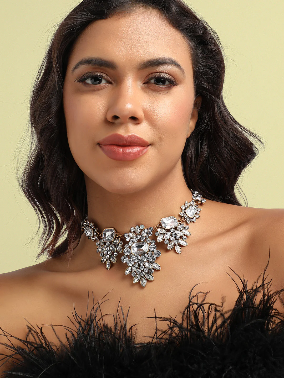 Gold Plated Stone Studded Choker Necklace - Image 2