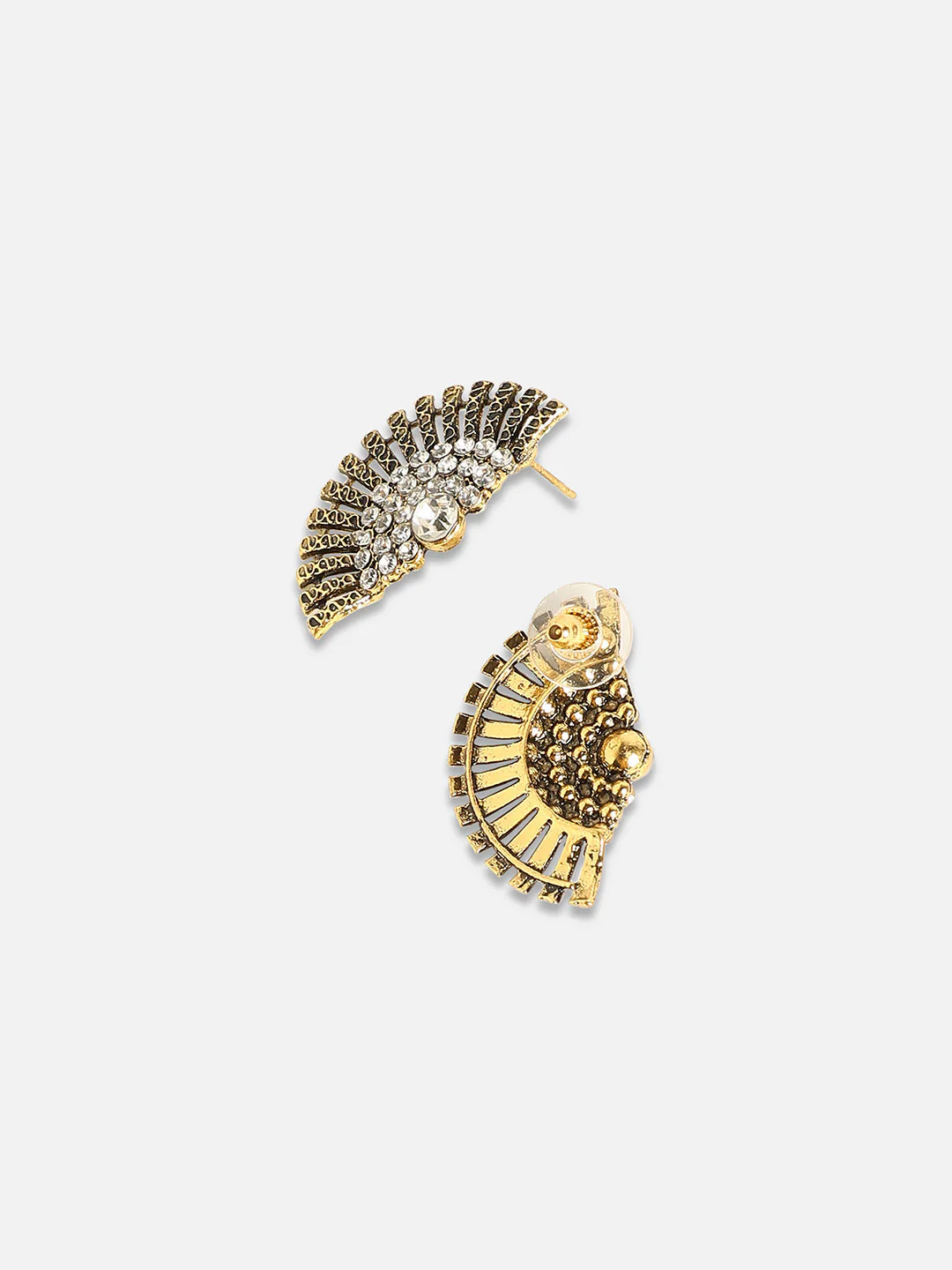 Gold-Plated Stone-Studded Contemporary Studs Earrings - Image 5