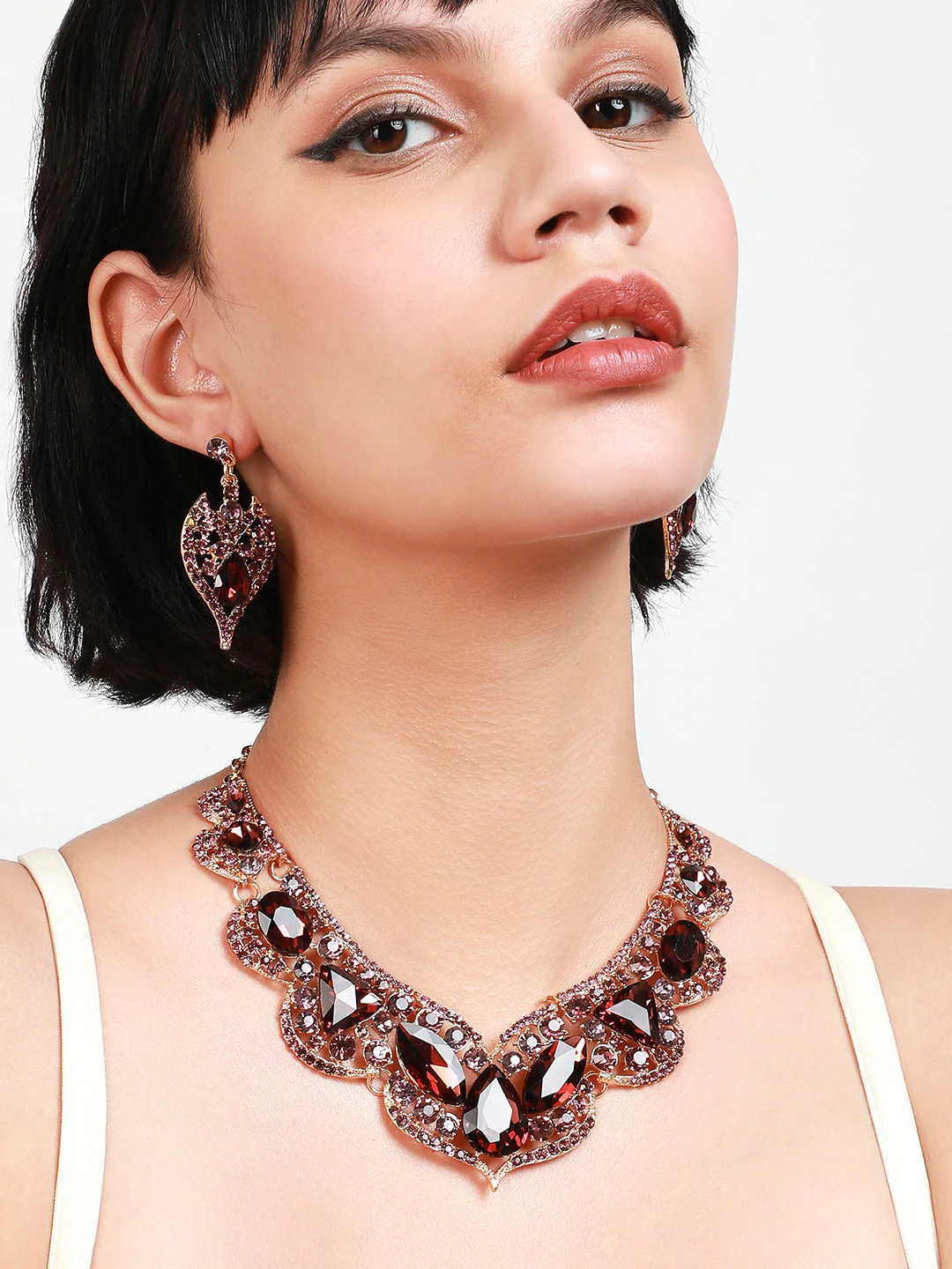 Gold-Plated Stone-Studded Jewellery Set - Image 2