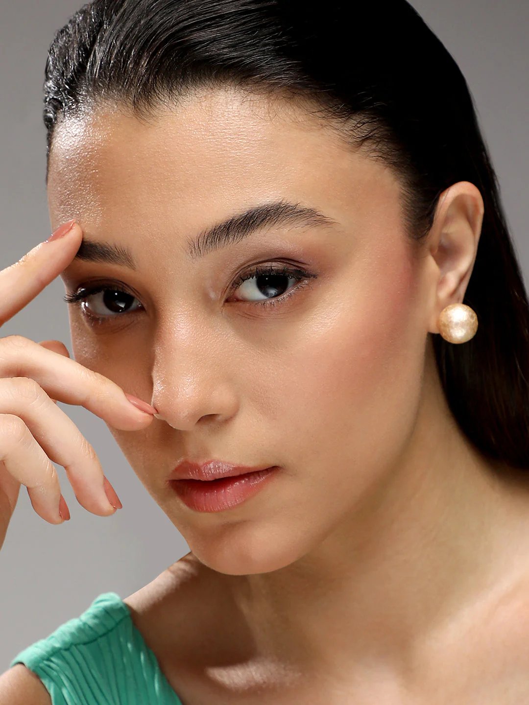 Gold-Plated Stud Earrings - Image 2