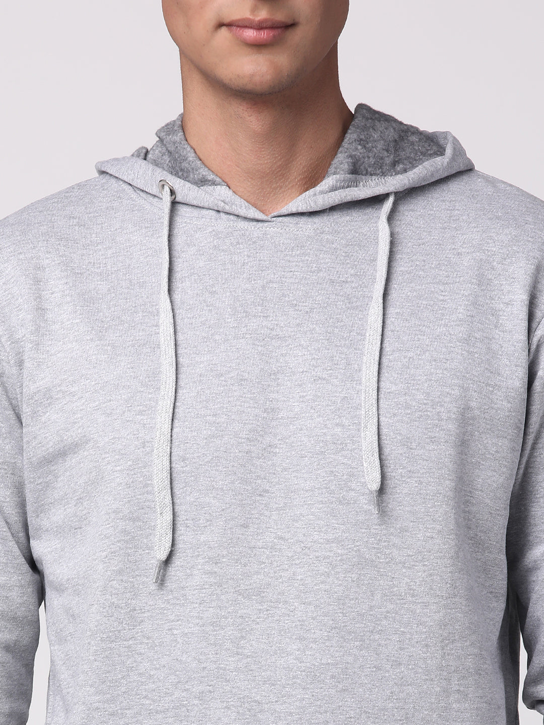Cotton Solid Grey Hoodie - Image 7