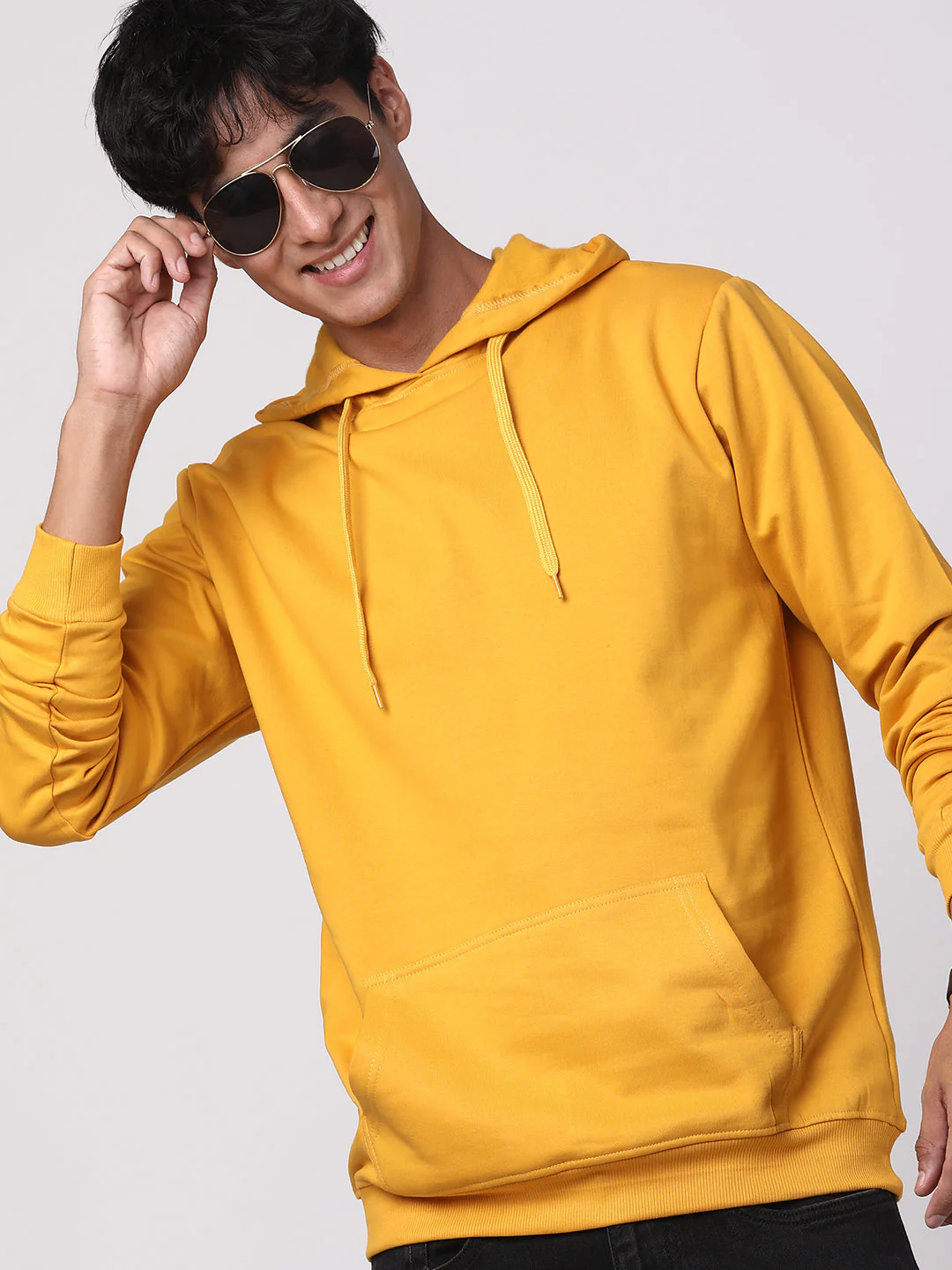 Cotton Solid Mustard Hoodie - Image 8