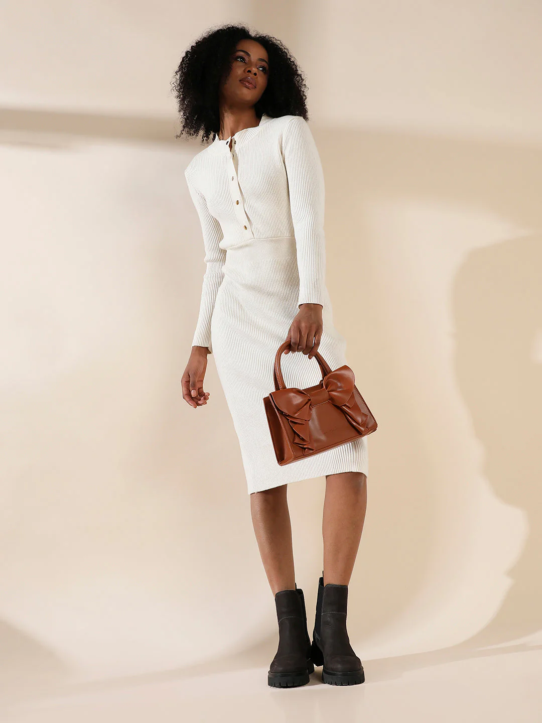 Bow Mini Handbag - Brown - Image 7