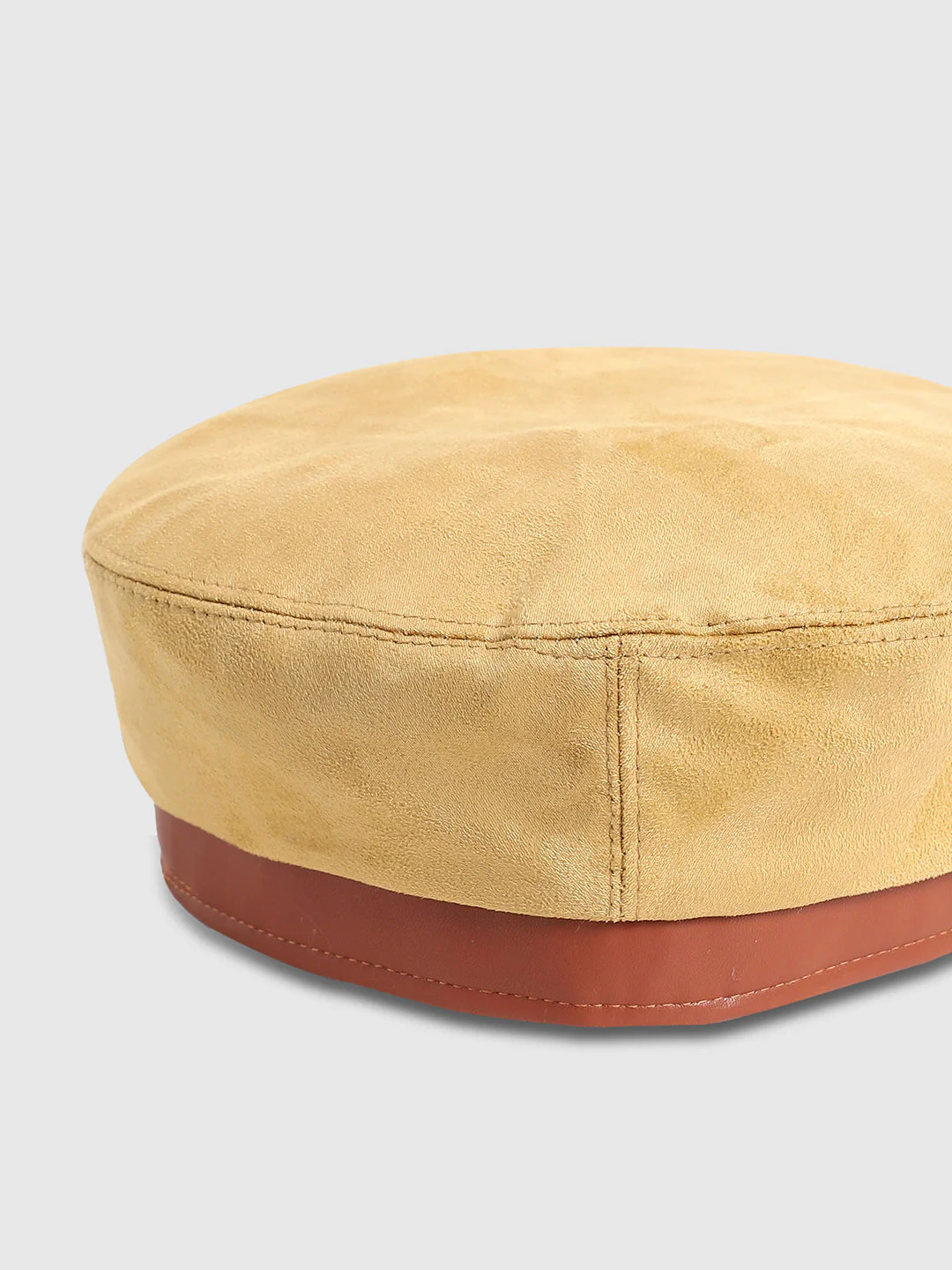 Contrast Texture Beret Hat - Beige & Brown - Image 6