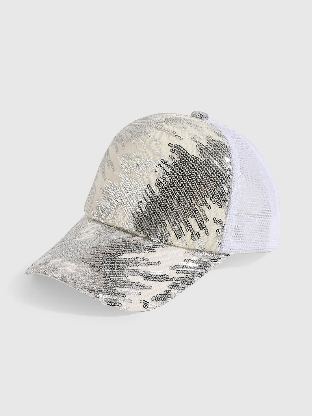 Abstract Sequin Baseball Cap - White - Image 5