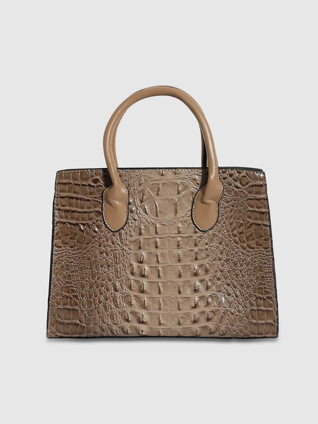 Lock Buckle Handbag - Beige - Image 5