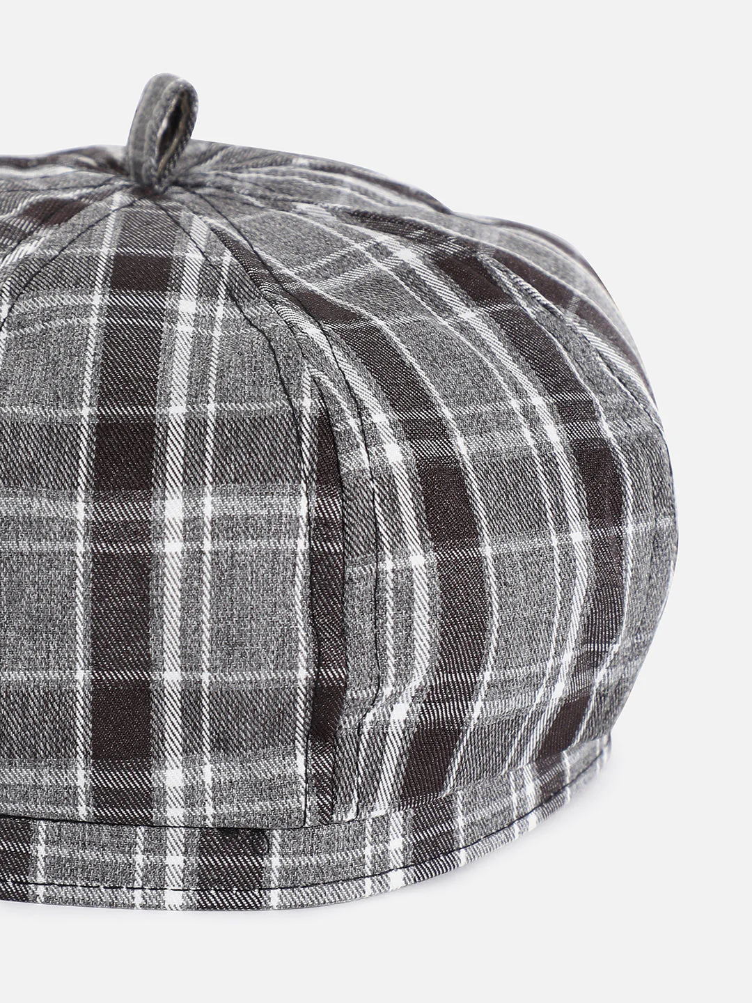 Black & Grey Scottish Checked Textured Bakerboy Hat - Image 5