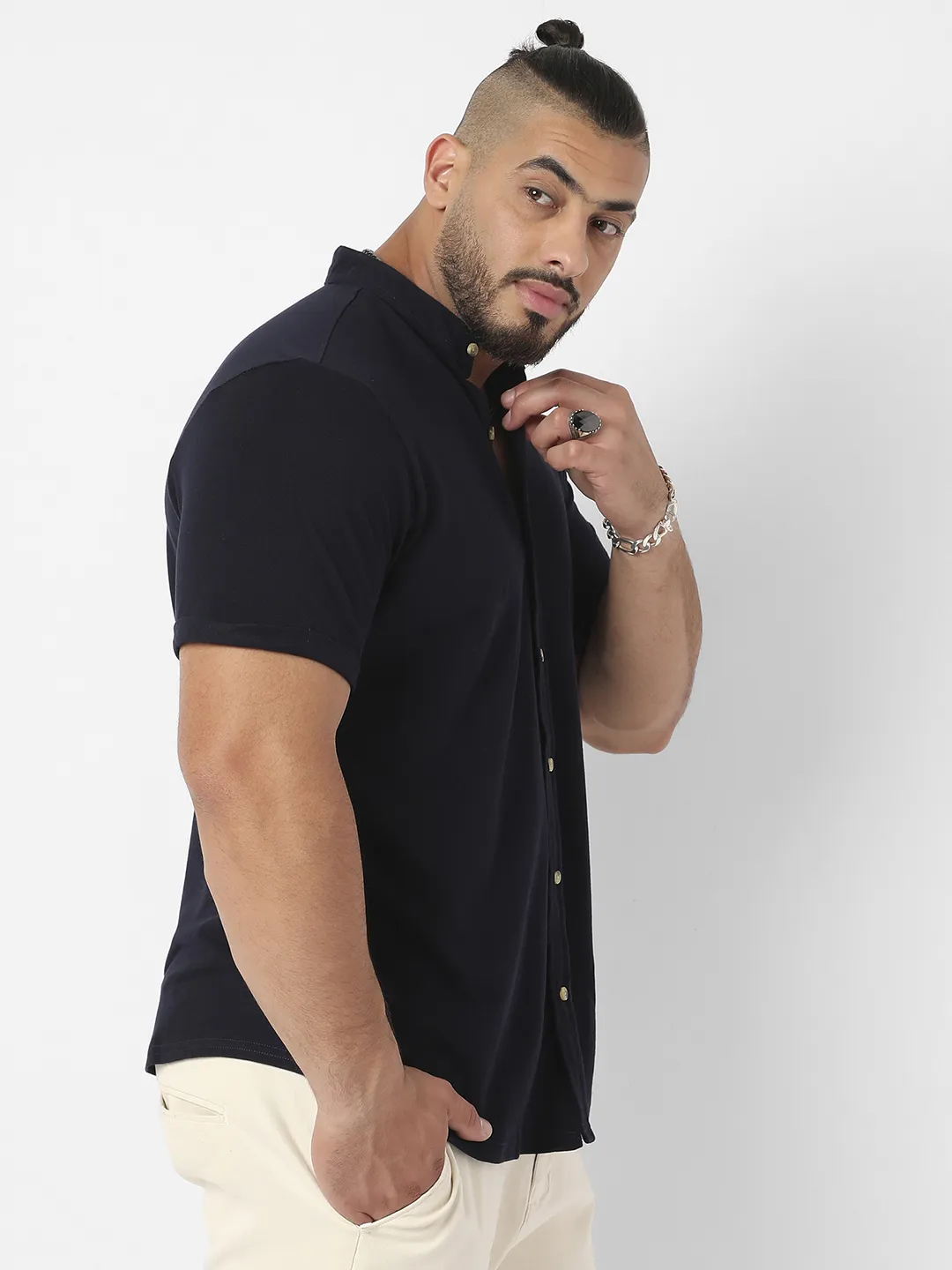 Black Solid Casual Shirt - Image 2