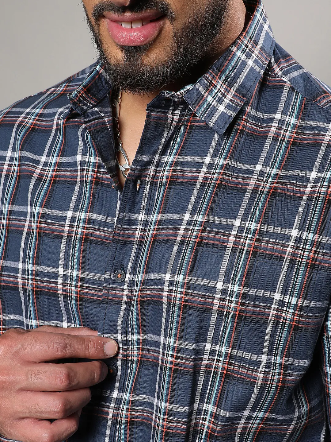 Blue Checkered Casual Shirt - Image 5
