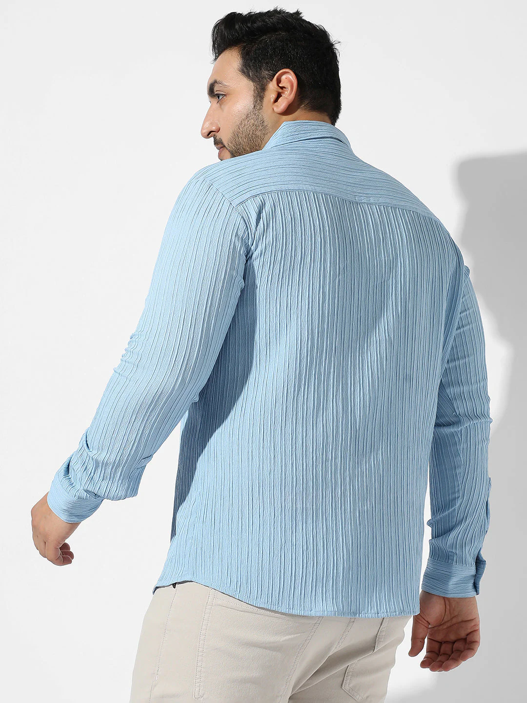 Light Blue Textured Casual Shirt - Image 4