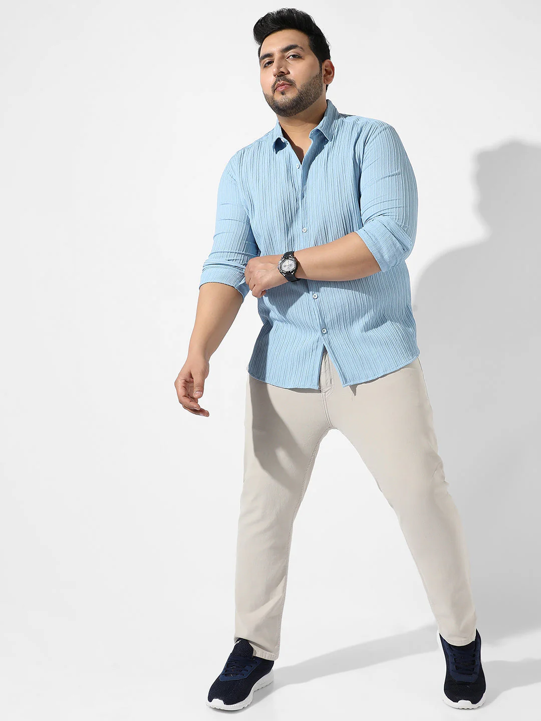 Light Blue Textured Casual Shirt - Image 5