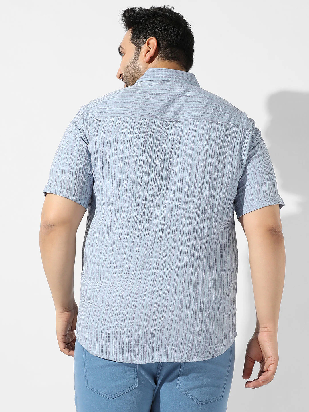 Light Blue Textured Casual Shirt - Image 4