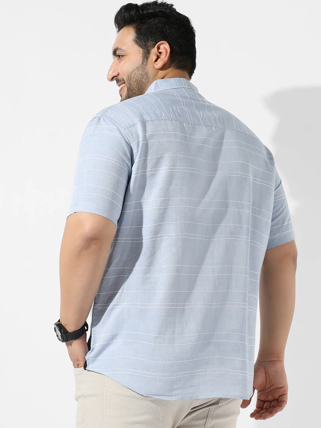 Light Blue Striped Casual Shirt - Image 4