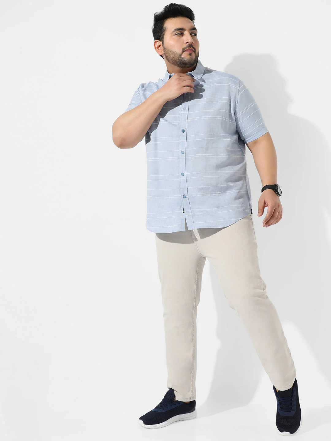 Light Blue Striped Casual Shirt - Image 5