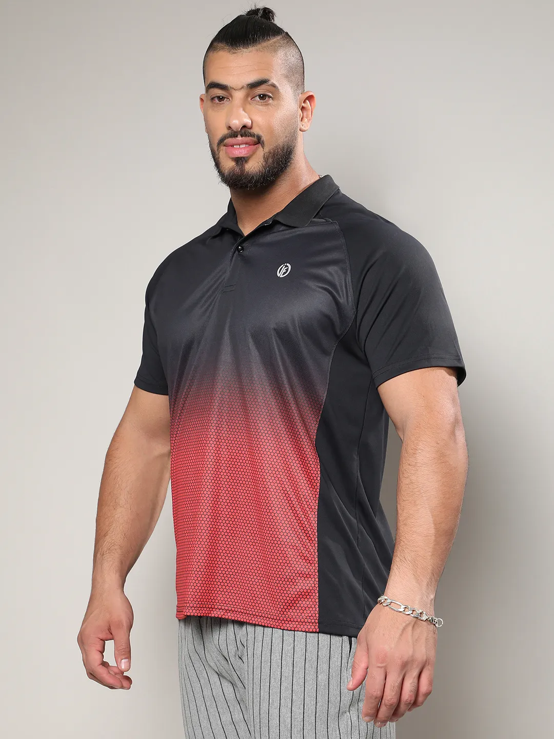 Black & Red Colourblocked Activewear T-Shirt - Image 2