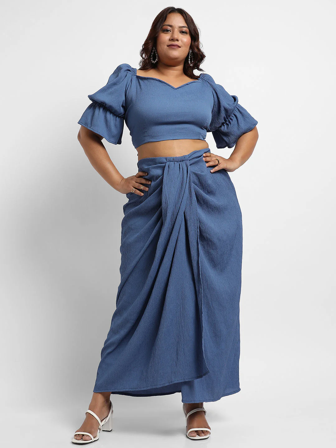 Navy Blue Cropped Co-Ord Set - Image 2