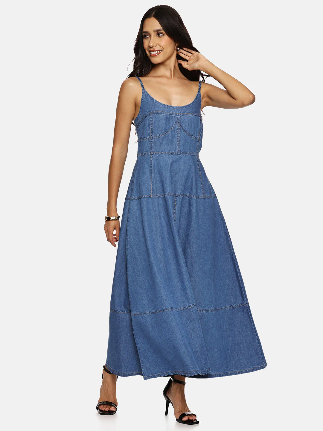 IS.U Light Blue Denim Midaxi Dress - Image 10