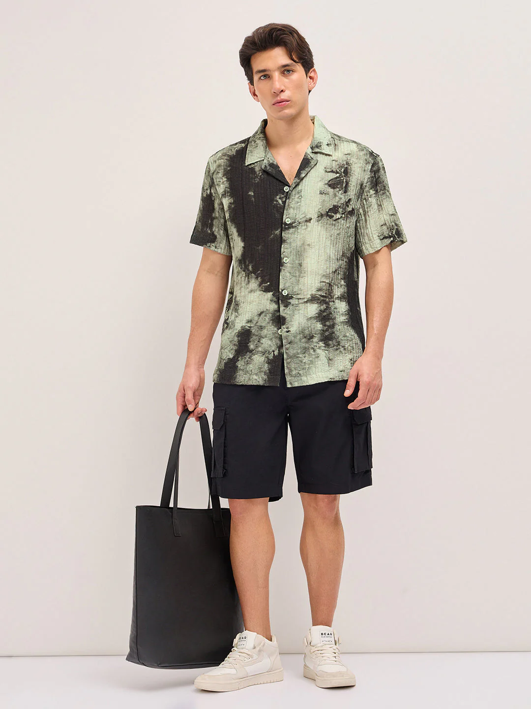 Green Viscose Abstract print Relaxed Fit Cuban Collar Shirt - Image 4