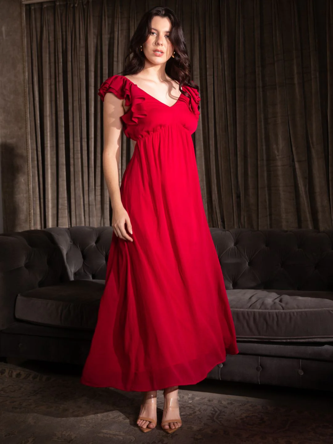IS.U Magenta Back Cut Out Maxi Dress