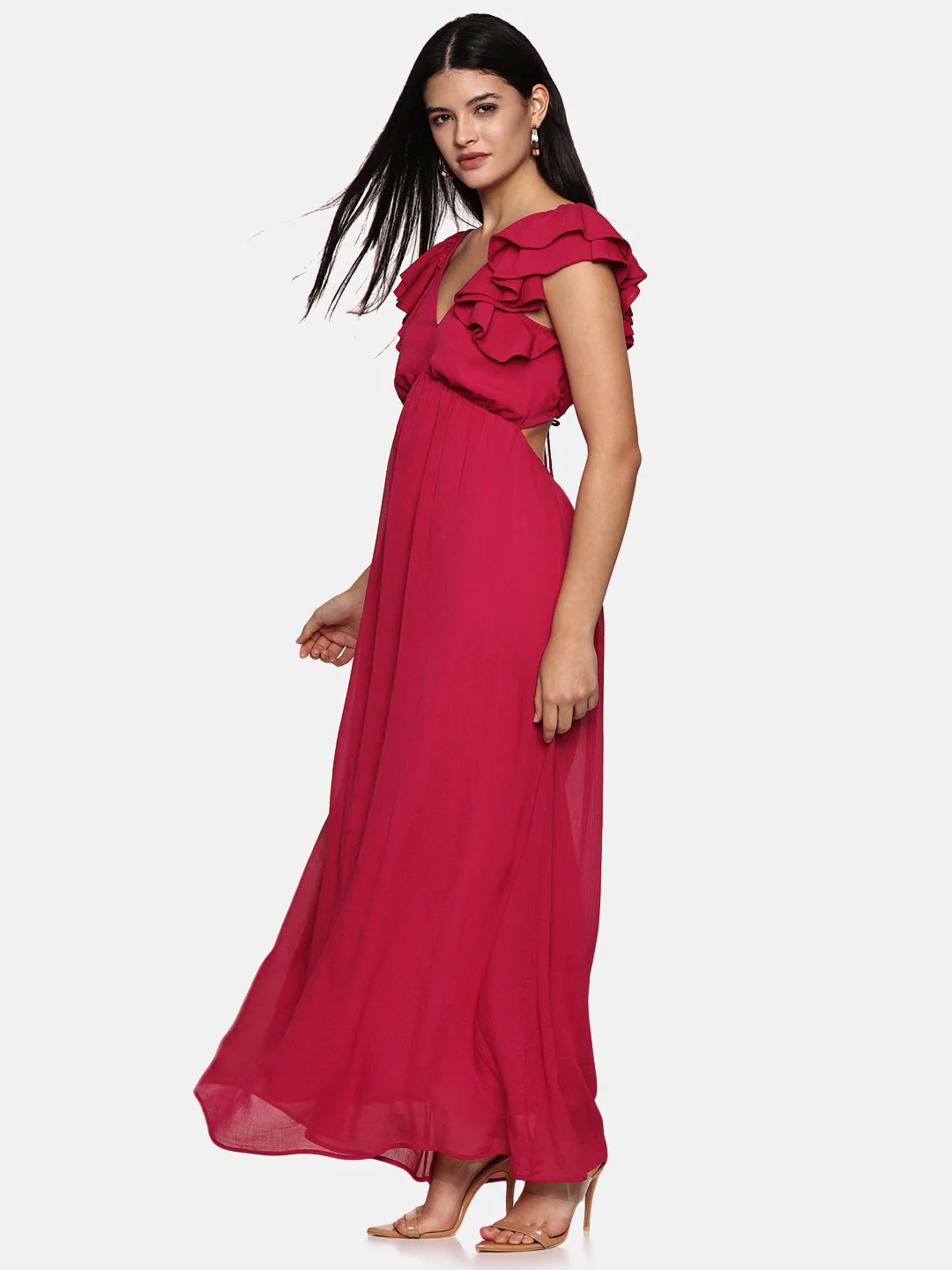 IS.U Magenta Back Cut Out Maxi Dress - Image 11