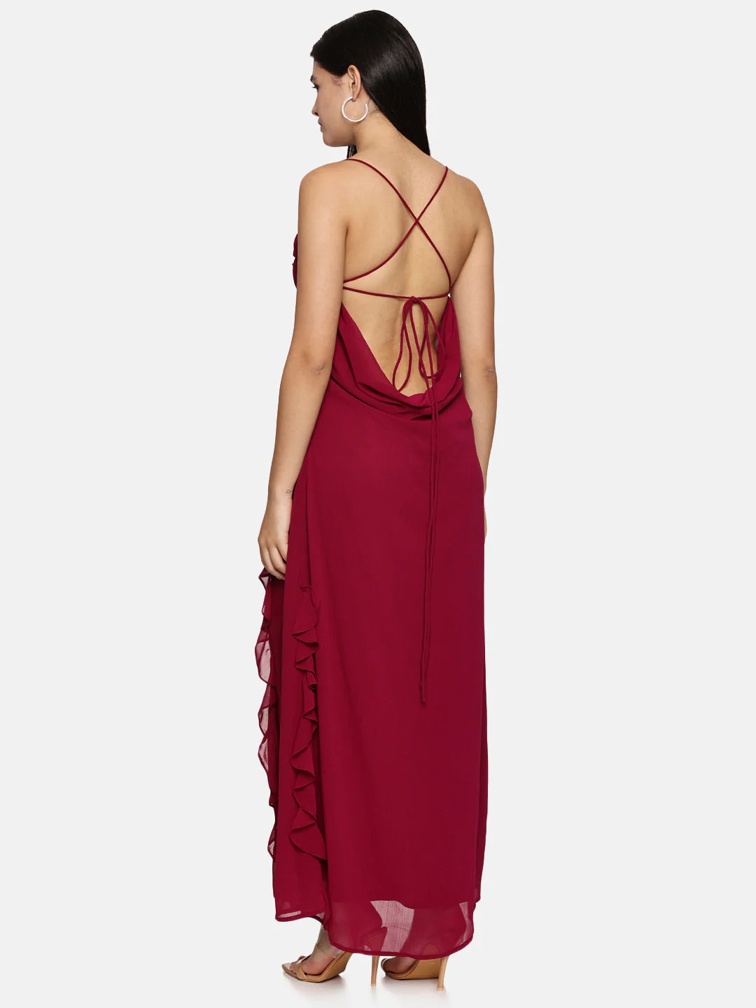 IS.U Magenta Cowl Neck Maxi Dress - Image 3