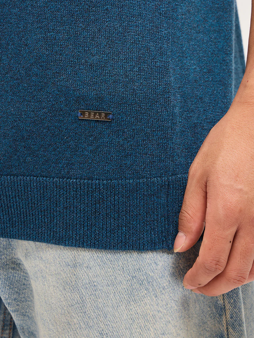 Teal Blue Textured Knit Solid Regular Fit Polo - Image 5