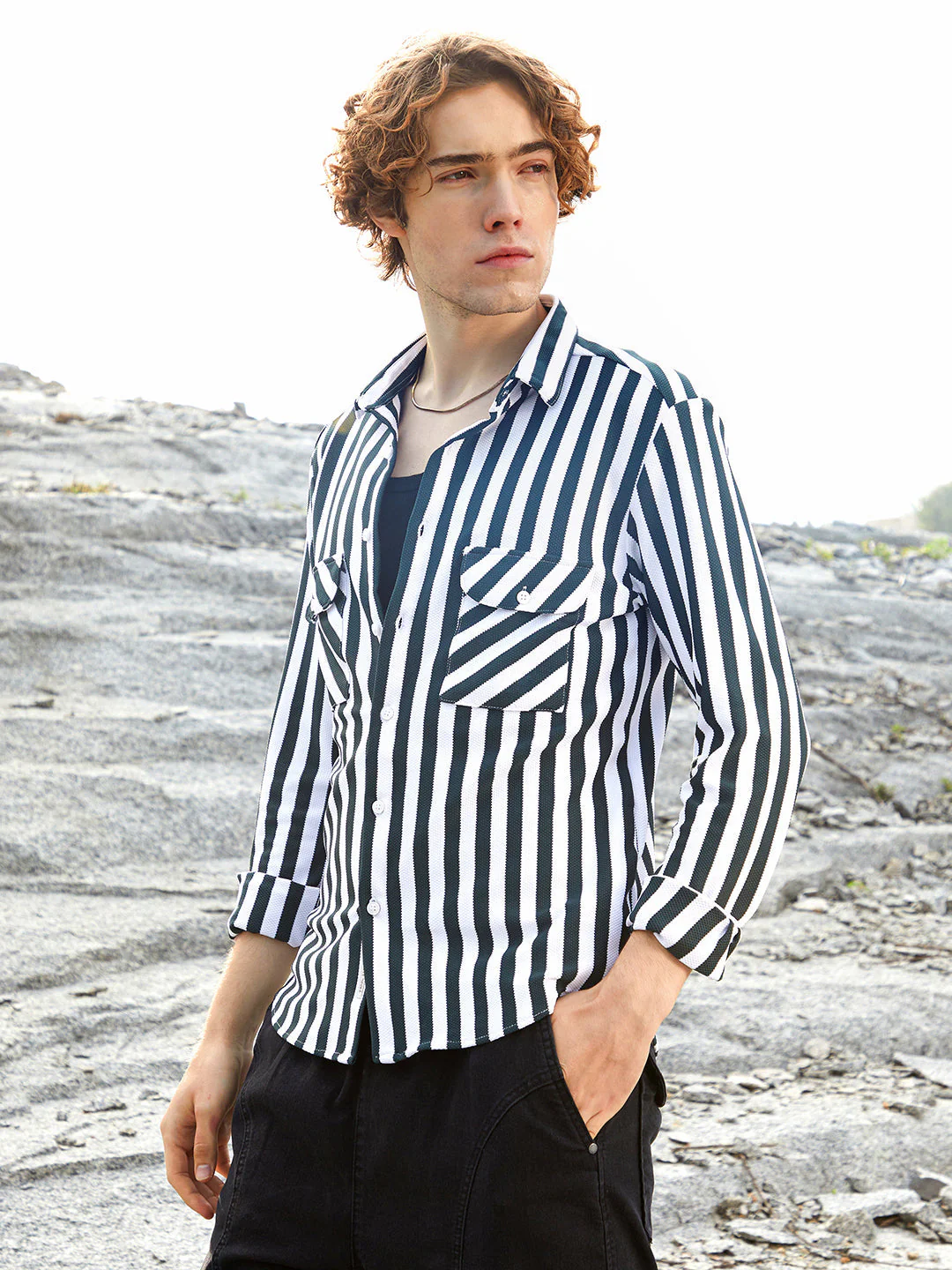 Nautical-Stripe Utility Shirt - Image 3