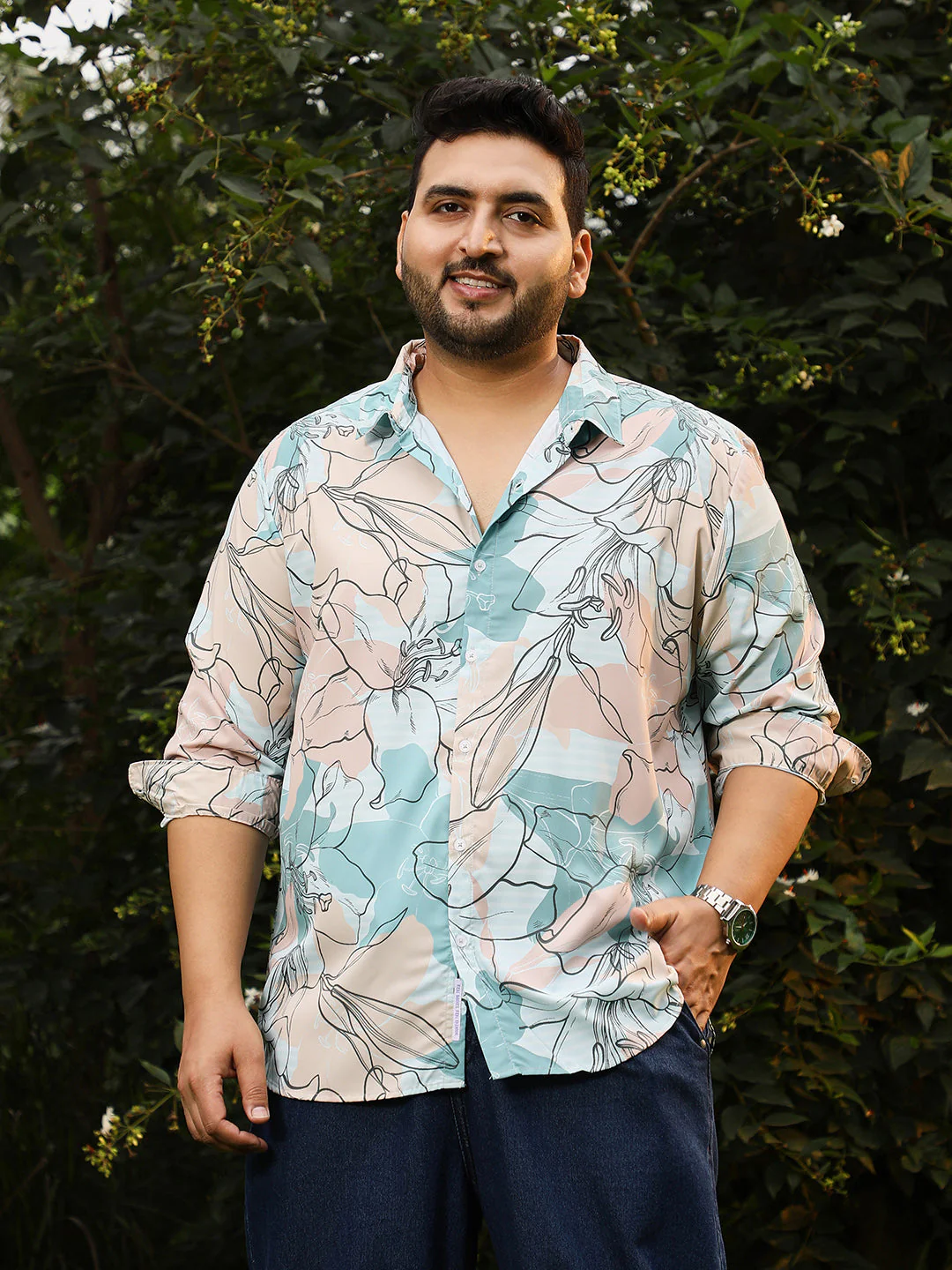 Botanical-Outline Imprint Shirt - Image 2