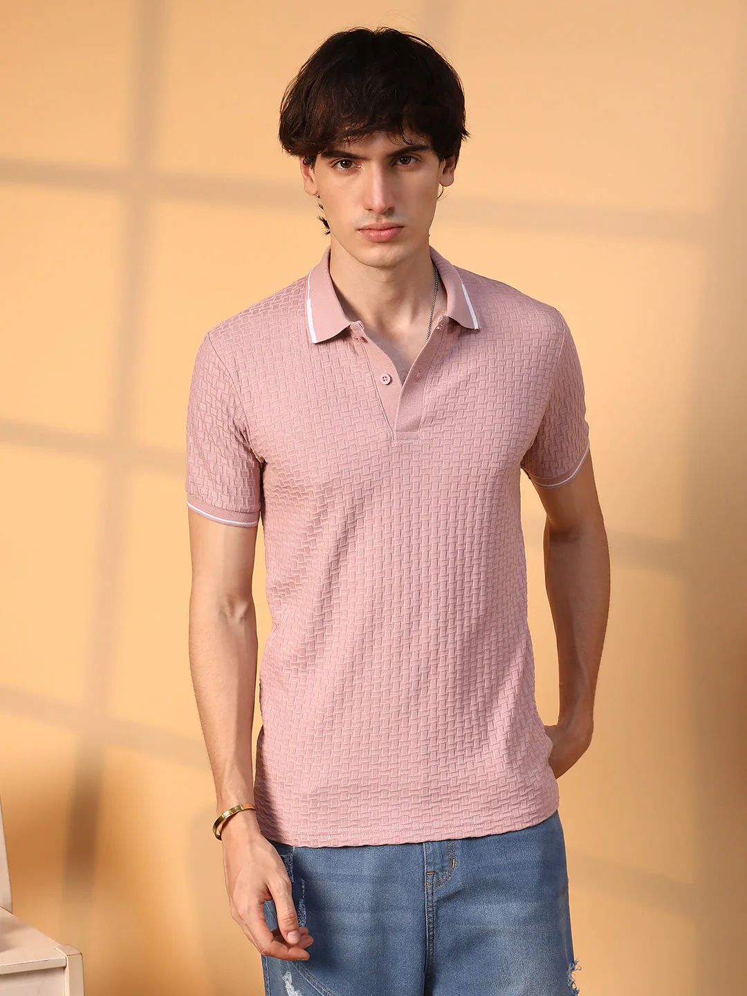 Interweave-Textured Polo T-Shirt - Image 3