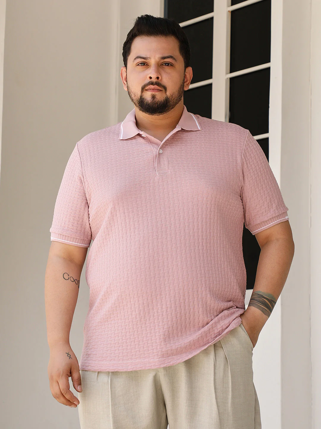 Interweave-Textured Polo T-Shirt - Image 2