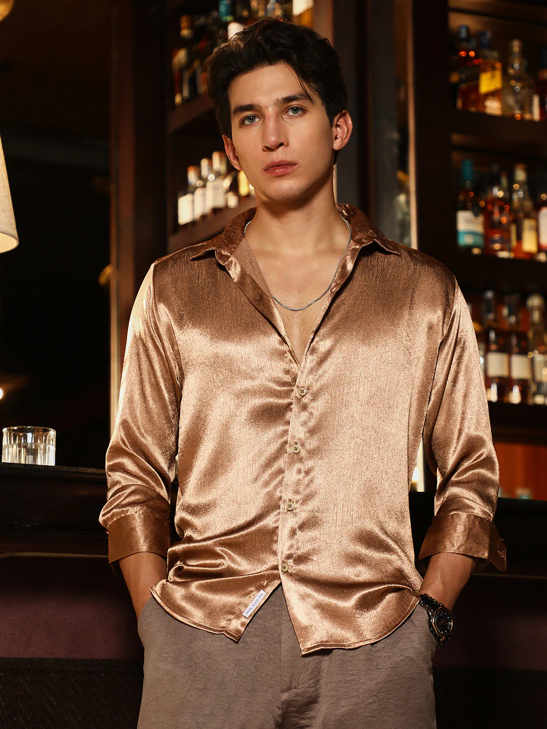 Gleaming Crushed-Satin Shirt - Image 2