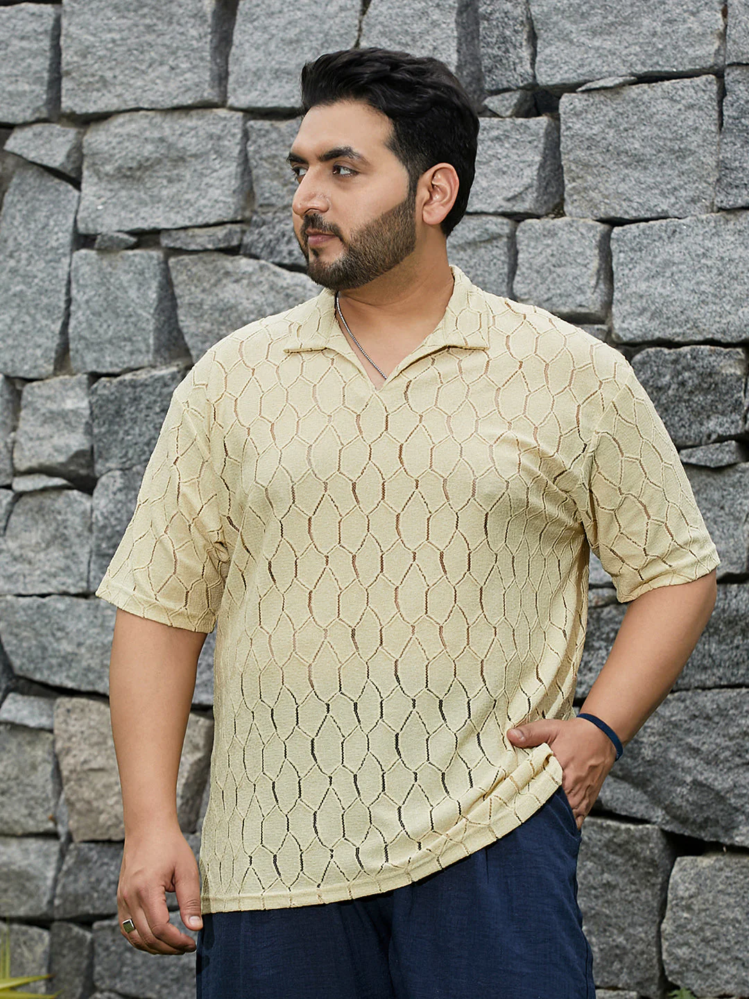 Honeycomb-Knit Polo T-Shirt - Image 2