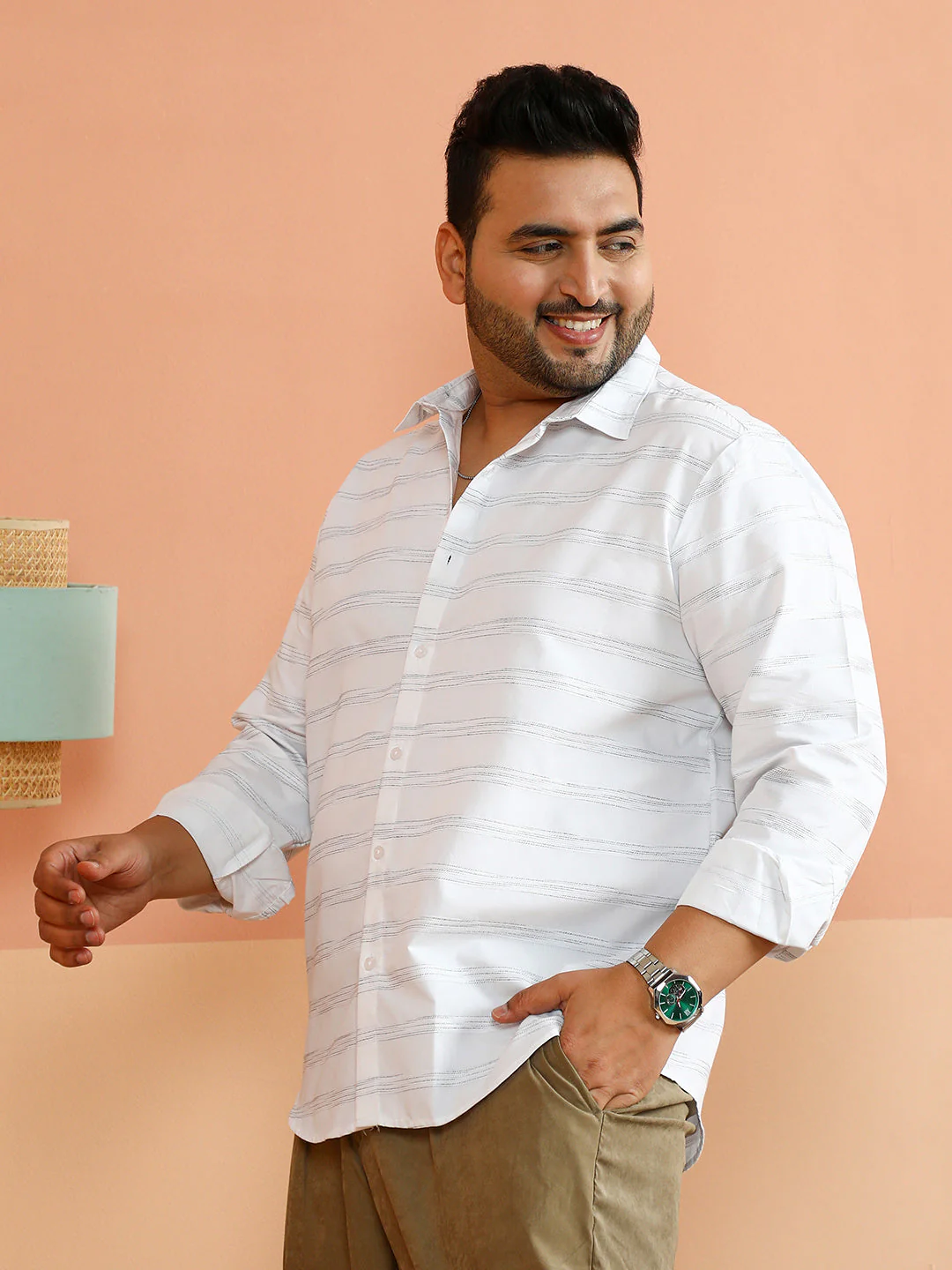 Horizontal Textured-Stripe Shirt - Image 3
