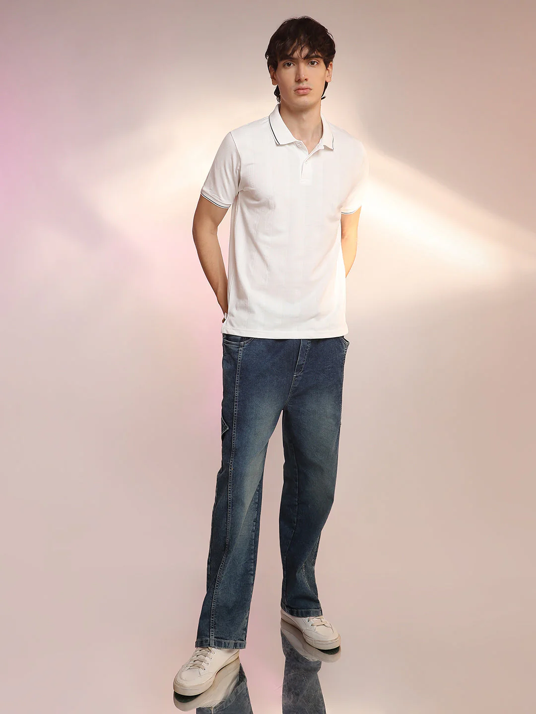 Lined-Knit Polo T-Shirt - Image 5