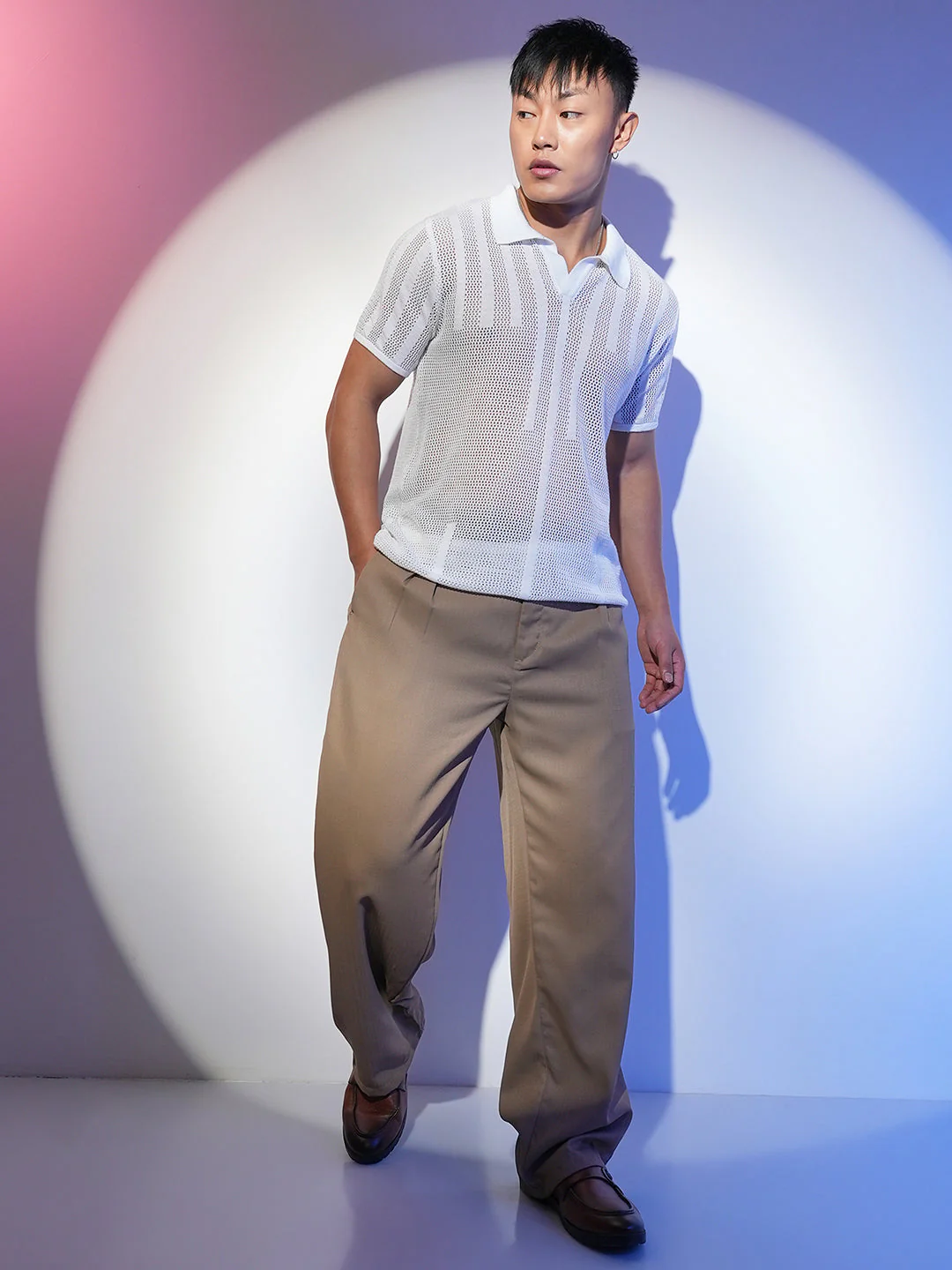Lined-Textured Polo T-Shirt - Image 5
