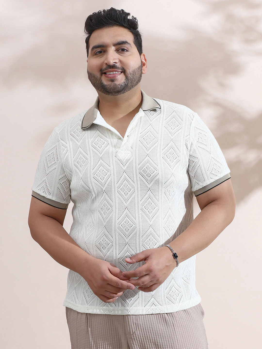 Contrast Rhombus Polo T-Shirt - Image 2