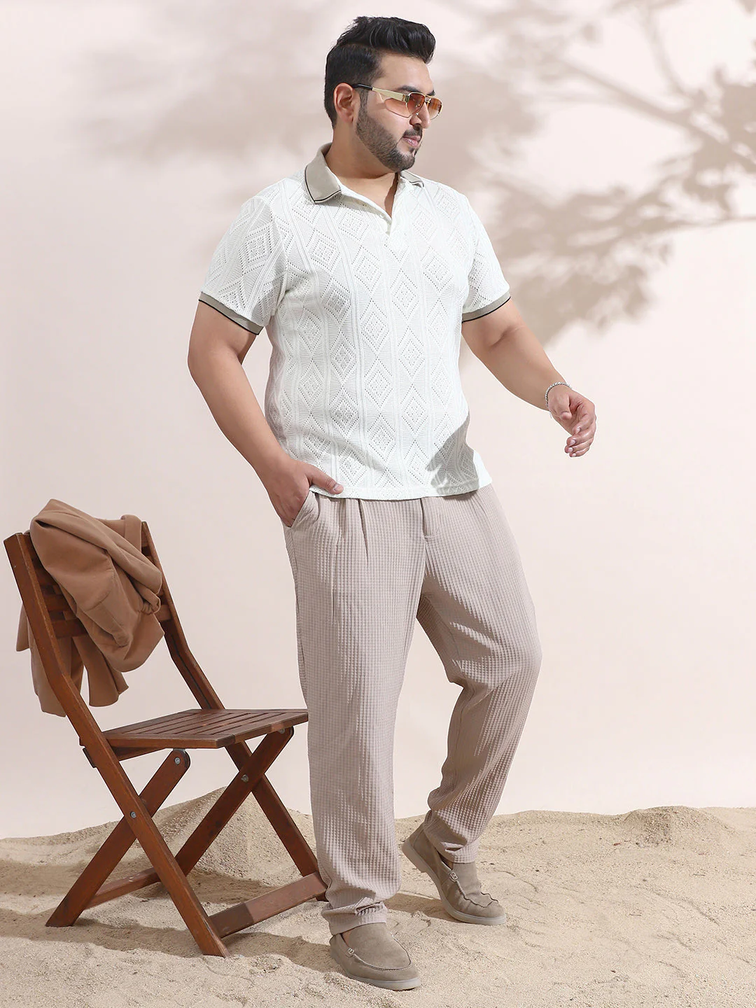 Contrast Rhombus Polo T-Shirt - Image 6