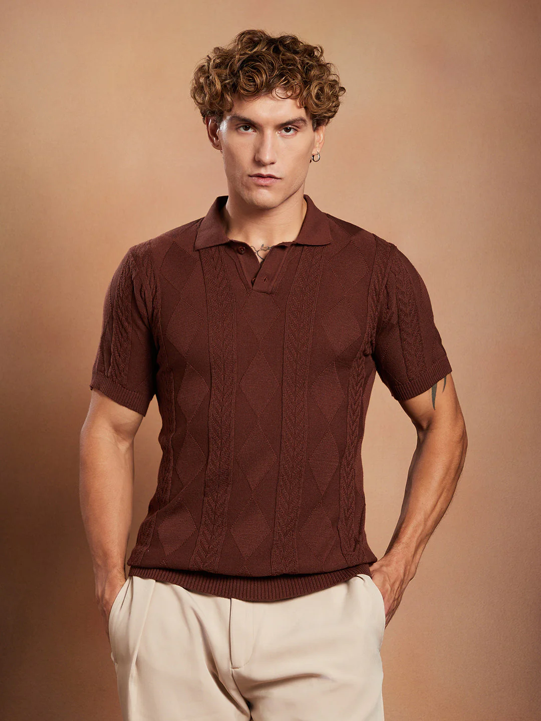 Argyle-Tactile Polo T-Shirt - Image 3