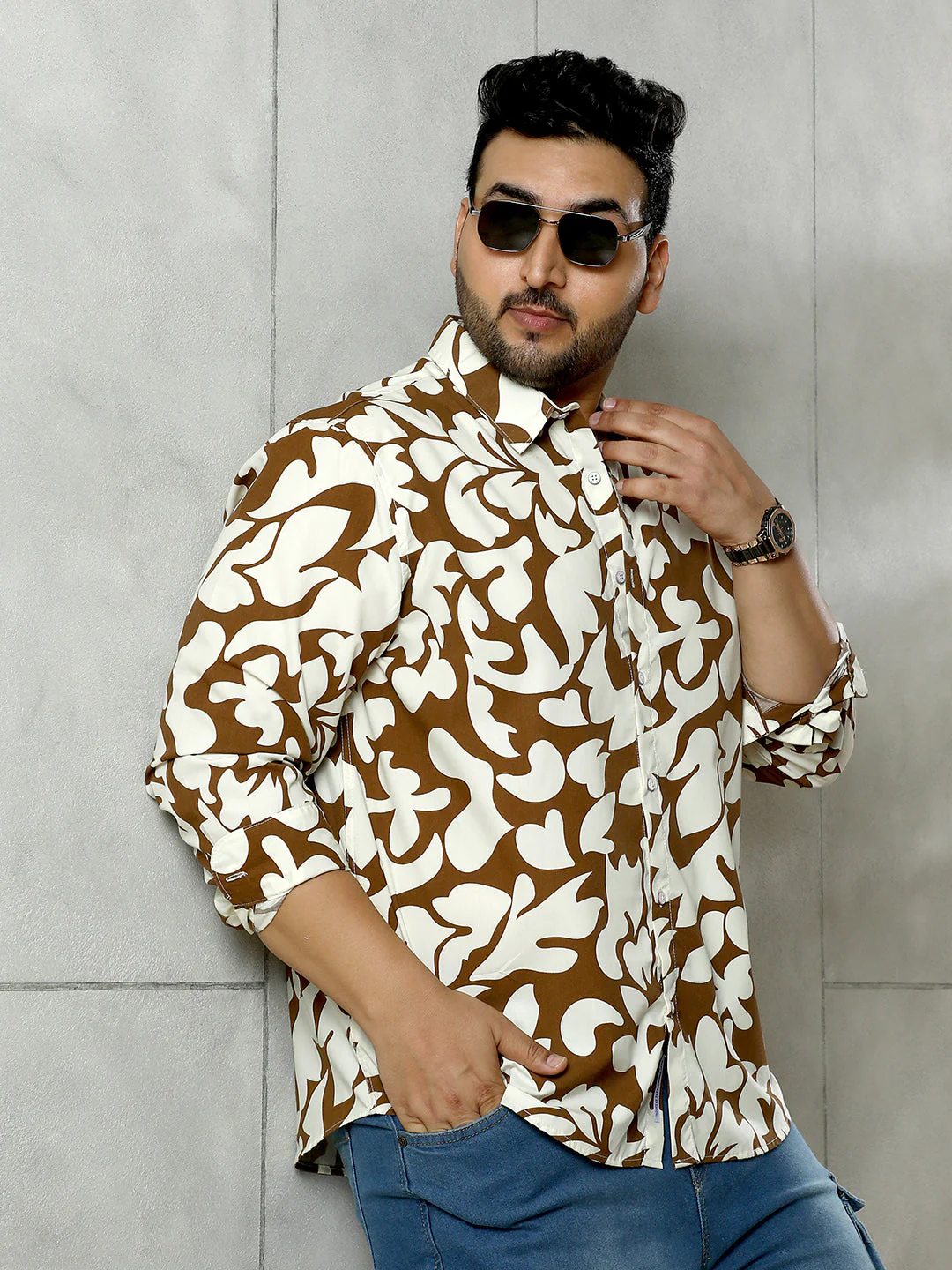 Contrast-Botanics Imprint Shirt