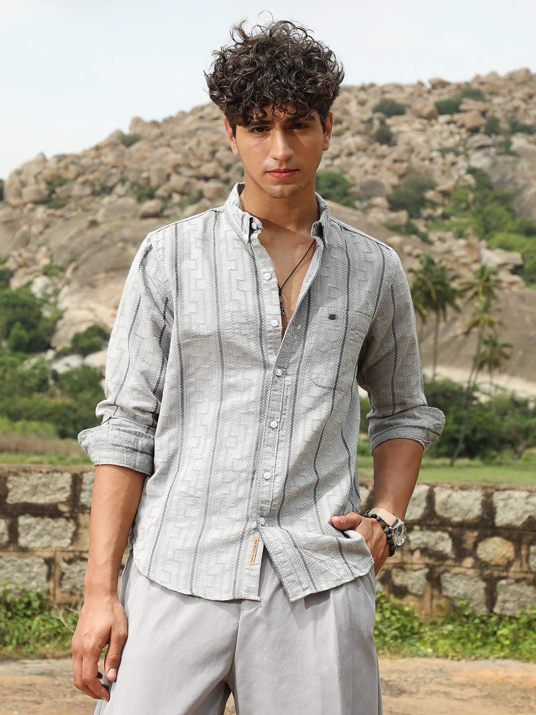 Geo-Stripe Jacquard Shirt - Image 2