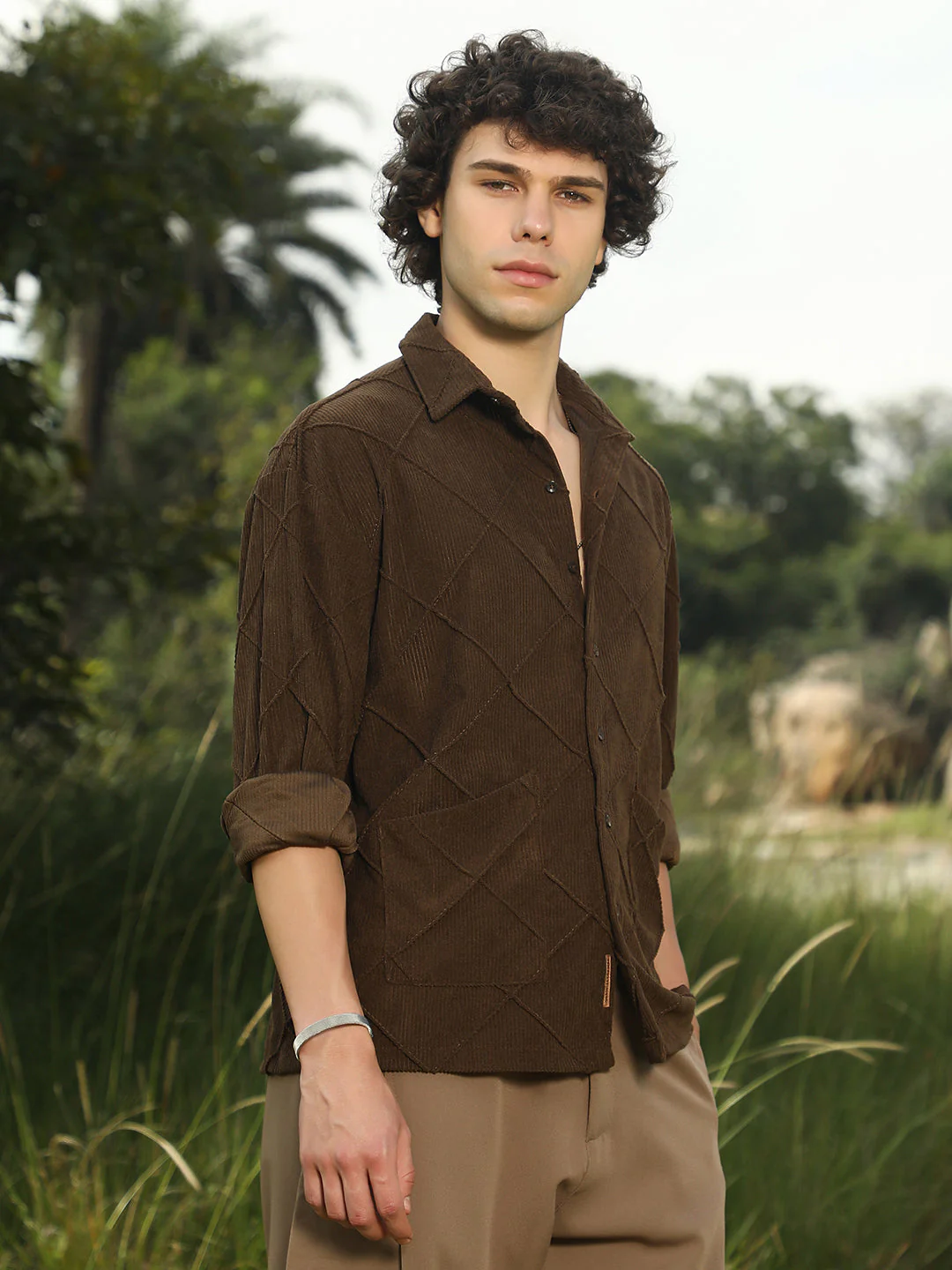 Crosshatch-Tactile Oversized Shirt - Image 3