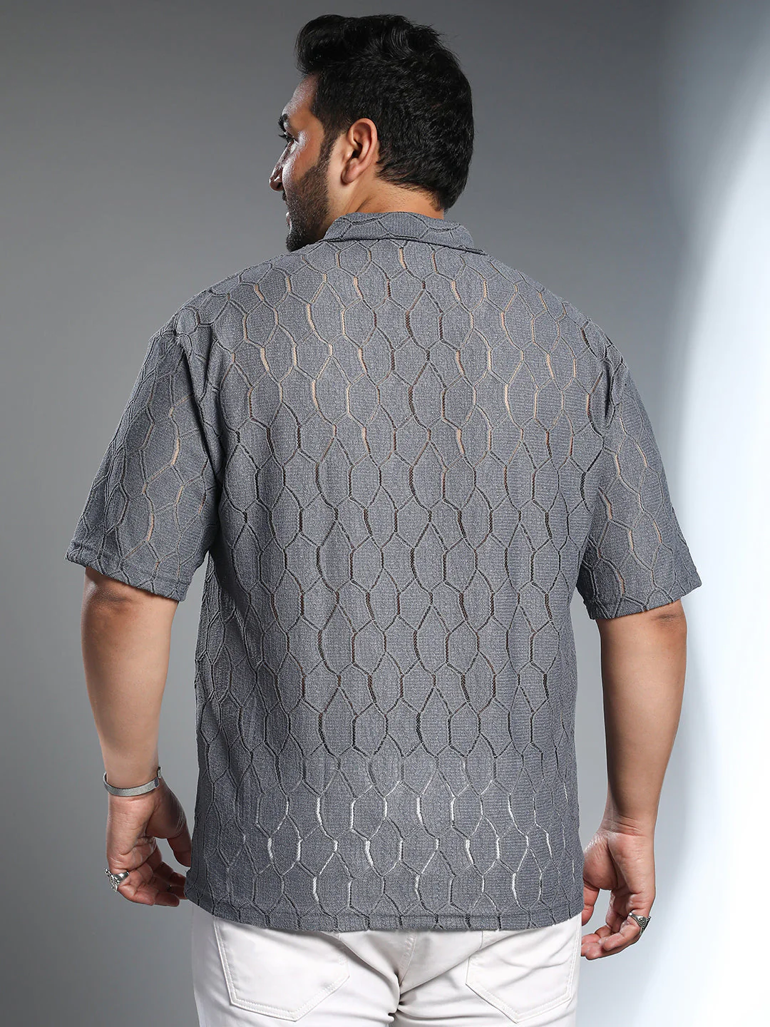 Honeycomb-Knit Polo T-Shirt - Image 4