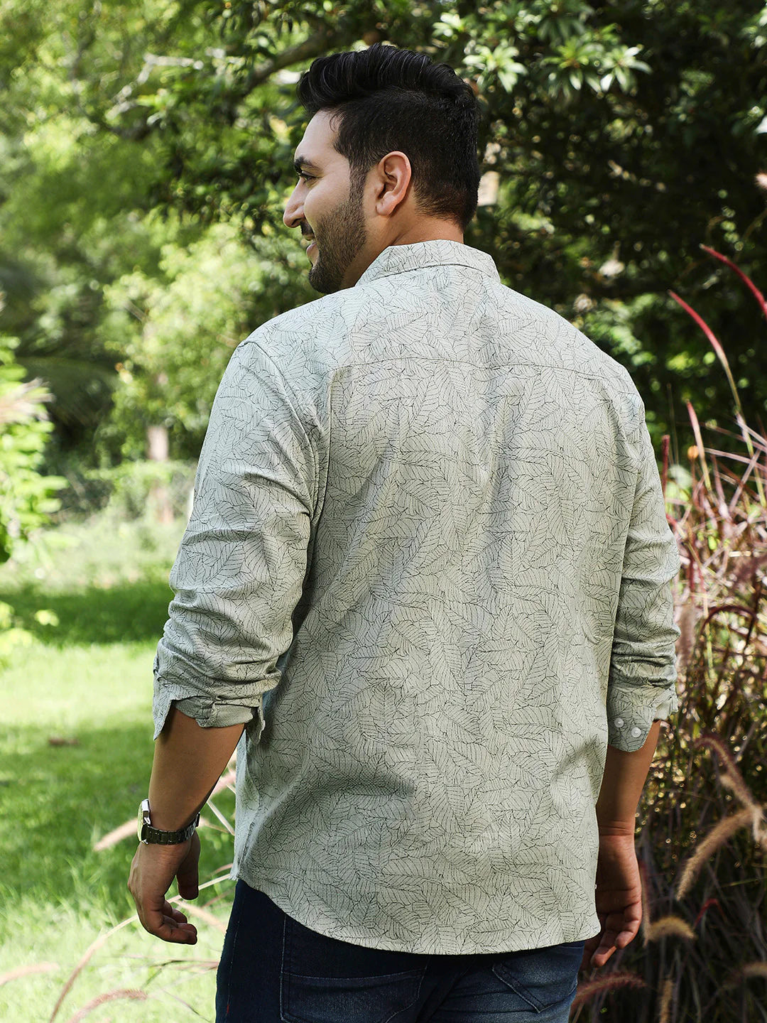 Leaflet-Imprint Woven Shirt - Image 4